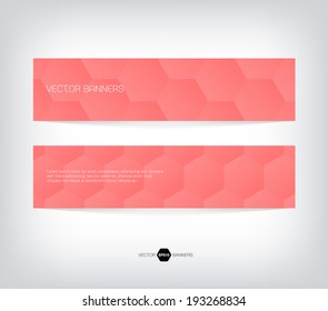 Vector abstract banners with light and smooth geometric hexagonal background
