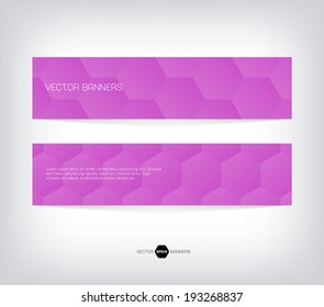 Vector abstract banners with light and smooth geometric hexagonal background