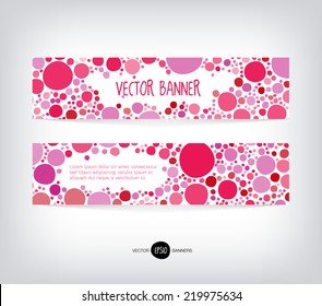 Vector abstract banners with pink irregular circles background