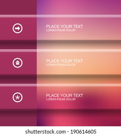 Vector abstract banners with red blurry bokeh background