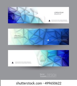 Vector abstract banners set with polygonal, Geometric, Triangle pattern shape. Abstract polygonal ( low poly ) with blank space. Polygon vector background for web banner template or brochure