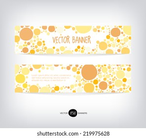 Vector abstract banners with yellow irregular circles background