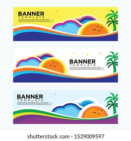 Vector abstract beach design for banner web template and background graphic