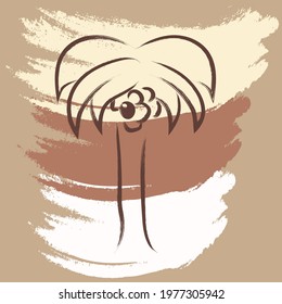 Vector. Abstract beach, palm tree, coconuts. Collage with hand-drawn organic shapes. Design prints for print, social media, banners, invitations, corporate designs, covers, flyers, brochures.