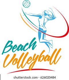 Vector Abstract, Beach Volleyball Competition Logo Even