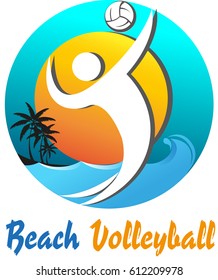 Vector abstract, beach volleyball logo or symbol
