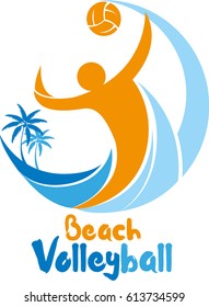 Vector Abstract, Beach Volleyball Logo Event