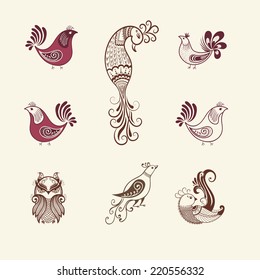Vector abstract beards in indian mehndi style. Abstract henna floral vector illustration. Design element.