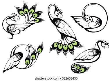 Vector abstract beards. Peacocks