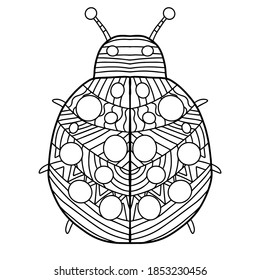 Vector abstract beetle in the style of mandala.