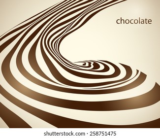 Vector abstract beige background of brown waves. Chocolate pattern