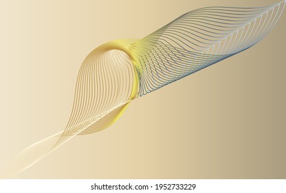 Fondo de color beige abstracto vectorial con líneas onduladas de color verde y oro. Fondo claro para salvapantallas, diseño de sitios web.