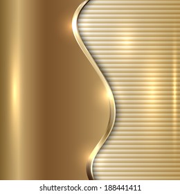 Vector abstract beige metallic background with curve and stripes