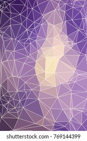 Vector abstract beige and purple geometric background consisting of triangles and light mesh. Low poly vertical pattern.