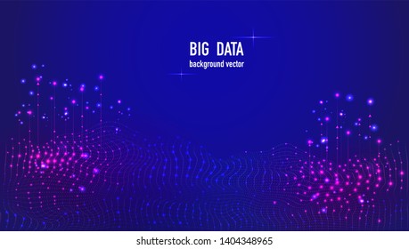 Vector abstract big data.Big data stream futuristic infographic. Colorful particle wave with bokeh.
