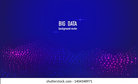 Vector abstract big data.Big data stream futuristic infographic. Colorful particle wave with bokeh.