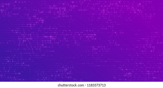 Vector abstract big data visualization. Blue flow of data as numbers strings. Information code representation. Cryptographic analysis. Bitcoin, blockchain transfer. Stream of encoded data