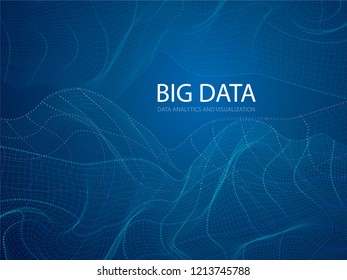 Vector abstract big data visualization. Visual information complexity. Social network or business analytics representation. Futuristic infographics aesthetic design.Intricate data threads graphic.