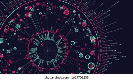 Vector abstract big data visualization. Complex data design. Abstract radial graph. Visual big data analysis. Science technology background.