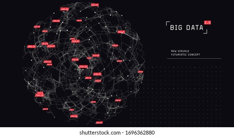 Vector abstract big data visualization. Advanced information design. Abstract radial graph. Social media connections.