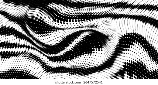 Visualização de big data abstrata de vetor. Fluxo de dados em tons de cinza como cadeias de caracteres de números binários. Representação de código de computador. Hacking de análise criptográfica. Transferência de cadeia de blocos Bitcoin. Padrão de código do programa

