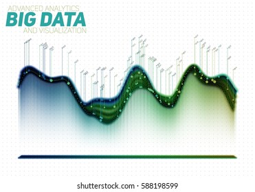 Vector abstract big data visualization. Futuristic infographics aesthetic design. Visual information complexity. Intricate data threads graphic. Social network or business analytics representation. 