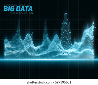 Vector abstract big data visualization. Futuristic infographics aesthetic design. Visual information complexity. Intricate data threads graphic. Social network or business analytics representation. 