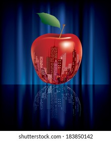 vector abstract big red apple, New York sign 