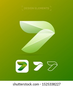 Vector abstract bird wings, airplane logo design elements. Material design, flat and line art style app icons