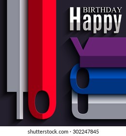 Vector abstract birthday card with wishes text in the style of flat folded paper.