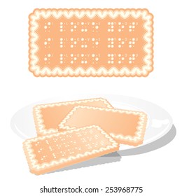 Vector abstract biscuit cookie cracker with I Love You words in Braille Alphabet