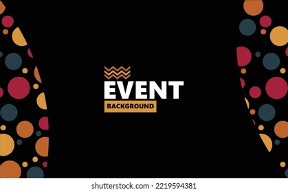 Vector abstract black background with colorful polka dots pattern. Suitable for event, concert, backdrop, and photo booth.