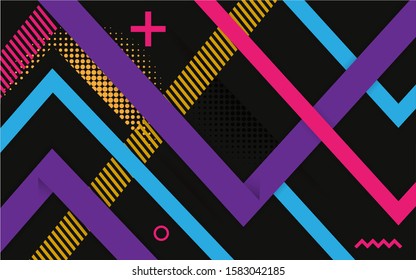 Vector abstract black background  design. Modern dynamical colored forms and line abstract background.