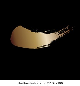 Vector abstract black background with gold brush stroke