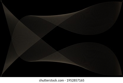 Fondo negro abstracto vectorial con líneas redondeadas doradas. fondo de tendencia moderno para salvapantallas, diseño de sitios web.

