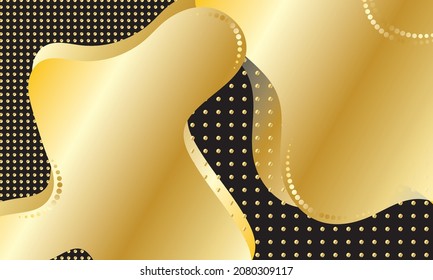 Fondo negro abstracto vectorial con formas ondulantes doradas, utilizando un gradiente.