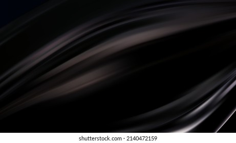 Vector Resumen Tela de lujo de fondo negro . Seda negra con oleaje líquido o pliegues ondulados. Material de terciopelo satinado de textura para un diseño elegante y lujoso