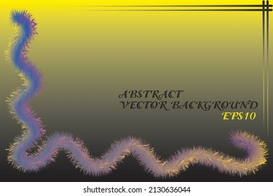 Vector abstract black background with a yellow gradient and with a fluffy wavy figure.