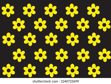 Vector abstract black background with yellow floral pattern