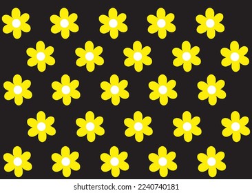 Vector abstract black background with yellow floral pattern