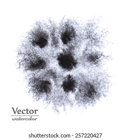 Vector abstract black blots. Dark ink design spots isolated on white. Abstract paint illustration. Liquid.  Background for banner, card, poster, poster, identity,web design.
