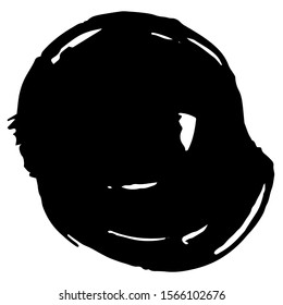 Vector Abstract black brush circle. Grunge brushstroke freehand ink decor. Black and white engraved ink art. Isolated ink brush stroke illustration element.