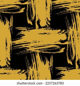 Vector abstract black brush swirl. Decor ink freehand with a grunge brushstroke. Black and white engraved ink. Seamless background pattern. Texture print fabric wallpaper.