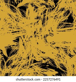 Vector abstract black brush swirl. Decor ink freehand with a grunge brushstroke. Black and white engraved ink. Seamless background pattern. Texture print fabric wallpaper.