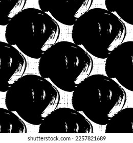 Vector abstract black brush swirl. Decor ink freehand with a grunge brushstroke. Black and white engraved ink. Seamless background pattern. Texture print fabric wallpaper.