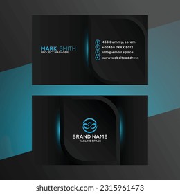 vector abstract black business card template  with blue shade 
