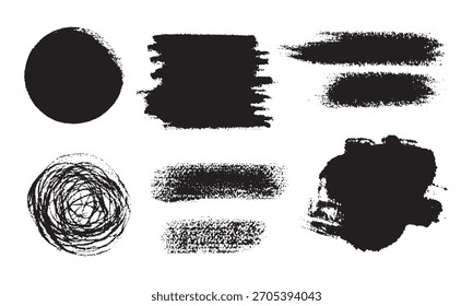 Vektor abstrakte schwarzen Kreis Kreide Textur Fleck Set