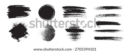 Vector Abstract Black Circle Chalk Texture Stain Set