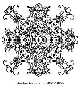 Vektorillustration abstrakte schwarze Farbe dekorative florale ethnische runden Ziergrafik. 
