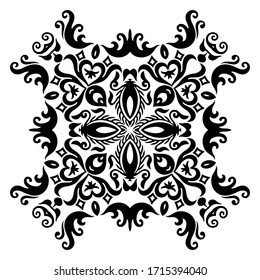Vektorillustration abstrakte schwarze Farbe dekorative florale ethnische Ziergrafik. 